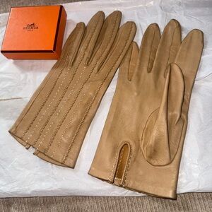💯 Hermès Vintage Lambskin Stitched Gloves